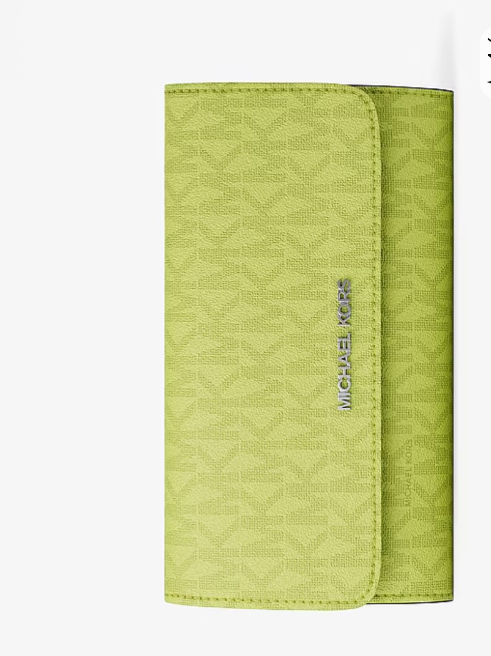 Michael KORS Jet Set Large Signature Logo Tri-Fold Wallet Trifold 
Lime 
NWT